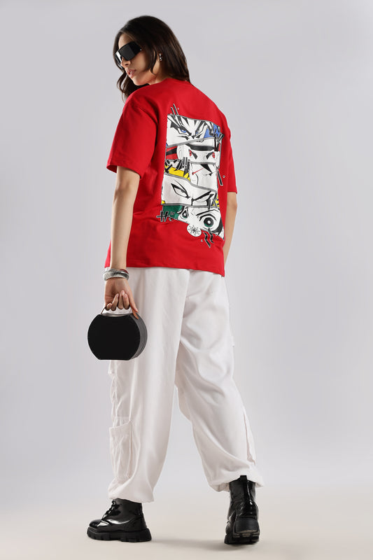 BLOOD MOON - BACK PRINT TEE (RED)- Relaxed Fit Cotton T-Shirt