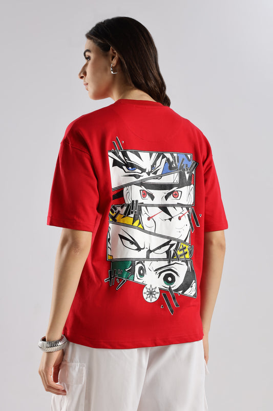 BLOOD MOON - BACK PRINT TEE (RED)- Relaxed Fit Cotton T-Shirt