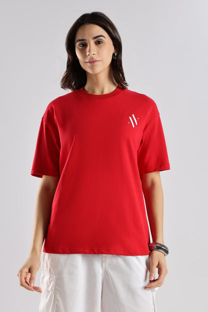 BLOOD MOON - BACK PRINT TEE (RED)- Relaxed Fit Cotton T-Shirt