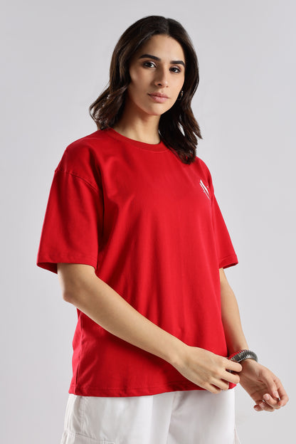 BLOOD MOON - BACK PRINT TEE (RED)- Relaxed Fit Cotton T-Shirt