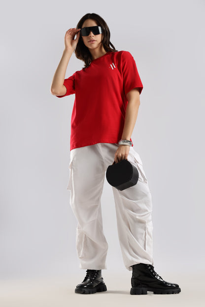BLOOD MOON - BACK PRINT TEE (RED)- Relaxed Fit Cotton T-Shirt