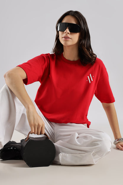 BLOOD MOON - BACK PRINT TEE (RED)- Relaxed Fit Cotton T-Shirt