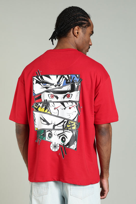 AKATSUKI BLOOD – NARUTO BACK PRINT TEE (RED)- Relaxed Fit Cotton T-Shirt