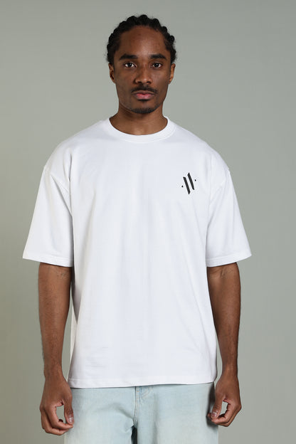 BACKWATCH - BACK PRINT TEE (WHITE)- Relaxed Fit Cotton T-Shirt