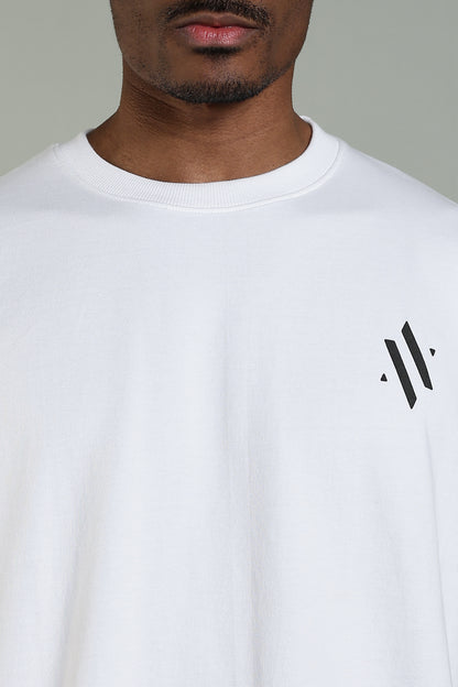 BACKWATCH - BACK PRINT TEE (WHITE)- Relaxed Fit Cotton T-Shirt