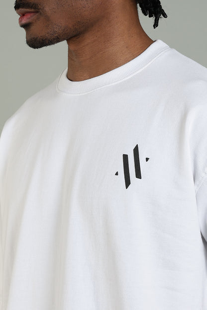 BACKWATCH - BACK PRINT TEE (WHITE)- Relaxed Fit Cotton T-Shirt