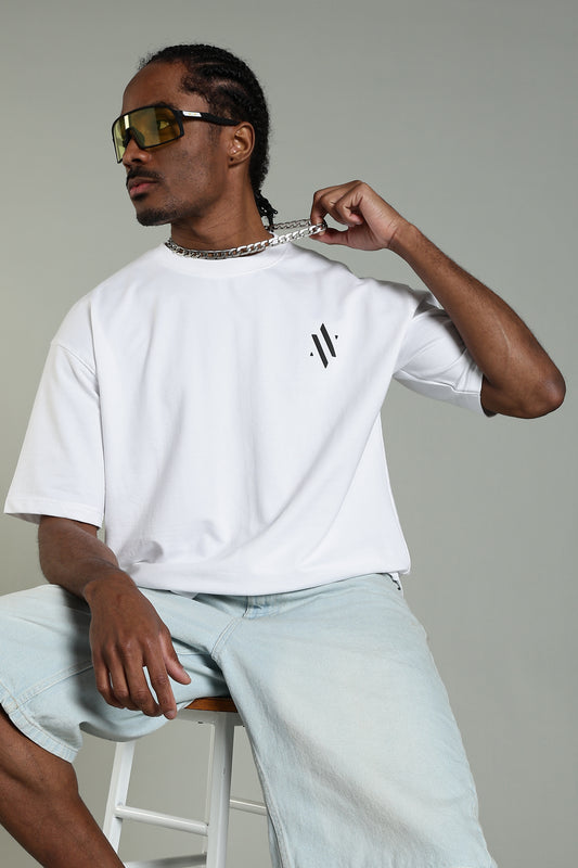 BACKWATCH - BACK PRINT TEE (WHITE)- Relaxed Fit Cotton T-Shirt